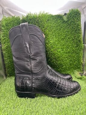 Tecovas The Earl Western Boot Men's 9 Black Croc Embossed Leather Roper Cowboy